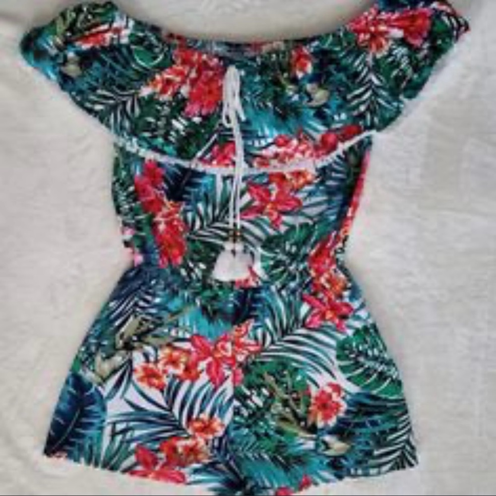 Derek Heart Floral Off-Shoulder Romper